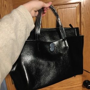 NWT Black Zara Faux Leather Briefcase Handbag